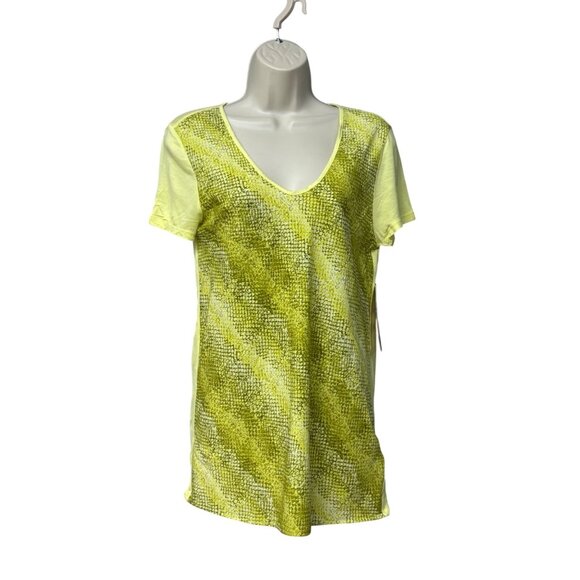 Calvin Klein Jeans Women's Mixed Media Print Block Swing Tee, Citrus Color - Picture 12 of 12